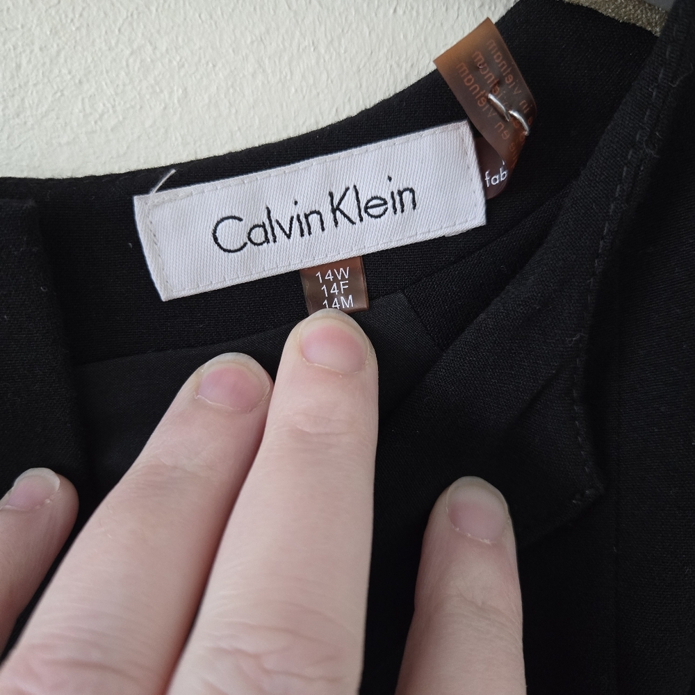Calvin Klein Black Knee Length Dress with Gold Buckle Detail 14W - Picture 7 of 10